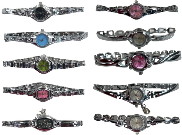 10pcs Set Women's Fashion Steel Band A14 Quartz Multi-Design Watch Bracelet