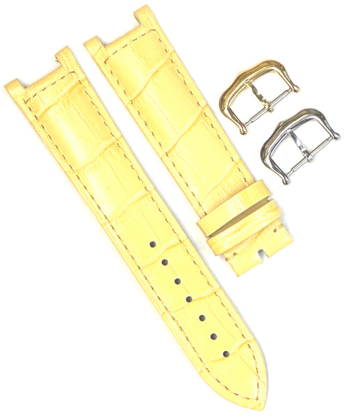 Watch Band For Cartier PASHA Alligator Grain Size 20,18,16mm Yellow Color