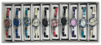10pcs Set Women's Fashion Steel Band A011 Quartz Multi-Color Watch Bracelet