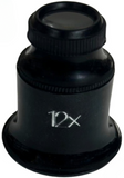 Black 12X Double Lens Plastic Magnifier Eye Loupe Lens, Watch Repair Tool