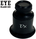 Black 12X Double Lens Plastic Magnifier Eye Loupe Lens, Watch Repair Tool