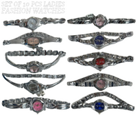 10pcs Set Women's Fashion Steel Band A03 Quartz Multi-Design Watch Bracelet