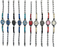 10pcs Set Women's Fashion Steel Band A06 Quartz Multi-Color Watch Bracelet