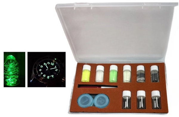 Professional Watch Luminous Fluorescent Powder Kit 4 Colors, 5pcs Mixing Liquid