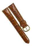 Watch Band Genuine Leather Alligator Grain Brown Padded,Stitched 20mm Long