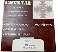 Assortment Watch Crystals, 250pcs Plastic Glasses, Low Dome 36.2mm to 41.0mm
