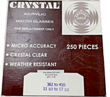 Assortment Watch Crystals, 250pcs Plastic Glasses, Low Dome 36.2mm to 41.0mm