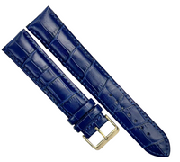 Watch Band Blue Genuine Leather Alligator Grain Padded Stitched 22mmXXL
