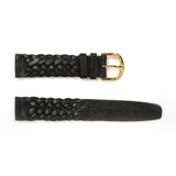 Genuine Leather Braid Watch Band 18mm Padded Classic Plain Grain in Dark Brown - Universal Jewelers & Watch Tools Inc. 
