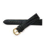 Genuine Leather Watch Band 18mm Flat Lizard Grain Stitched in Black - Universal Jewelers & Watch Tools Inc. 