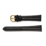 Genuine Leather Watch Band 18mm Padded Classic Plain Grain White Stitched in Black - Universal Jewelers & Watch Tools Inc. 