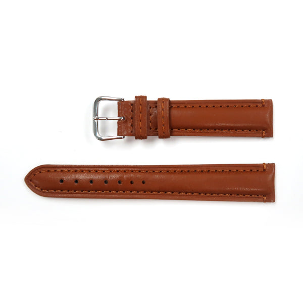 Genuine Leather Watch Band 20mm Padded Classic Plain Grain in Tan - Universal Jewelers & Watch Tools Inc. 