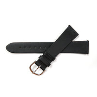 Genuine Leather Watch Band 18mm, 19mm Flat Classic Plain Grain in Black - Universal Jewelers & Watch Tools Inc. 