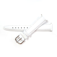 Genuine Leather Watch Band 16mm Padded Classic Plain Grain Stitched ,White Color - Universal Jewelers & Watch Tools Inc. 