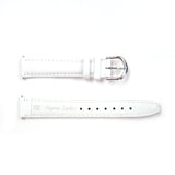 Genuine Leather Watch Band 16mm Padded Classic Plain Grain Stitched ,White Color - Universal Jewelers & Watch Tools Inc. 