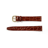 Genuine Leather Watch Band 16-20mm Flat Stitched Alligator Grain in Black and Brown - Universal Jewelers & Watch Tools Inc. 