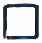 Sapphire Crystals to Fit Rado Double Domed Square Shape with Cut Edges Black Border with Silver Lines (28.0×28.0×2.5×1.2)mm→(Width×Height×Dome Height×Edge Thick)