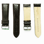 Leather Watch Band, 26MM, Dark Brown with Grain, Padded, Brown and White Stitched, Regular Size, Leather Strap Replacement, Silver Buckle