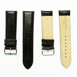 Leather Watch Band, 30MM, Dark Brown with Grain, Padded, Brown and White Stitched, Regular Size, Leather Strap Replacement, Silver Buckle