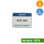 Seiko Capacitor-3027, 26Z-1 Pack 1 Capacitor, Available for bulk order - Universal Jewelers & Watch Tools Inc. 